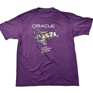Vintage Oracle T-Shirt Mens XL Purple  Team Unix Racing Tech Promo Tee F1 Indy